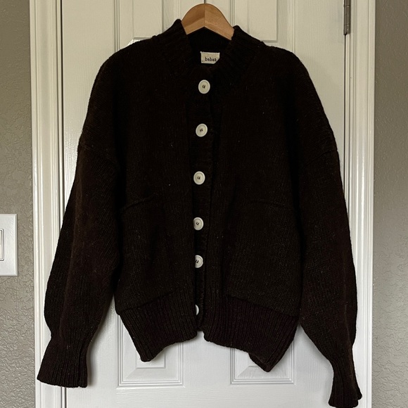 Babaa cardigan no11 earth Brown Wool Button-Up Cardigan - OS - Picture 2 of 12
